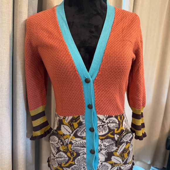 Anthropology Lia Molly Wool Blend Mixed Media Kisslock Coin Purse Cardigan - Picture 13 of 16